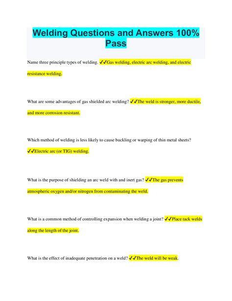 welding pool questions and answers